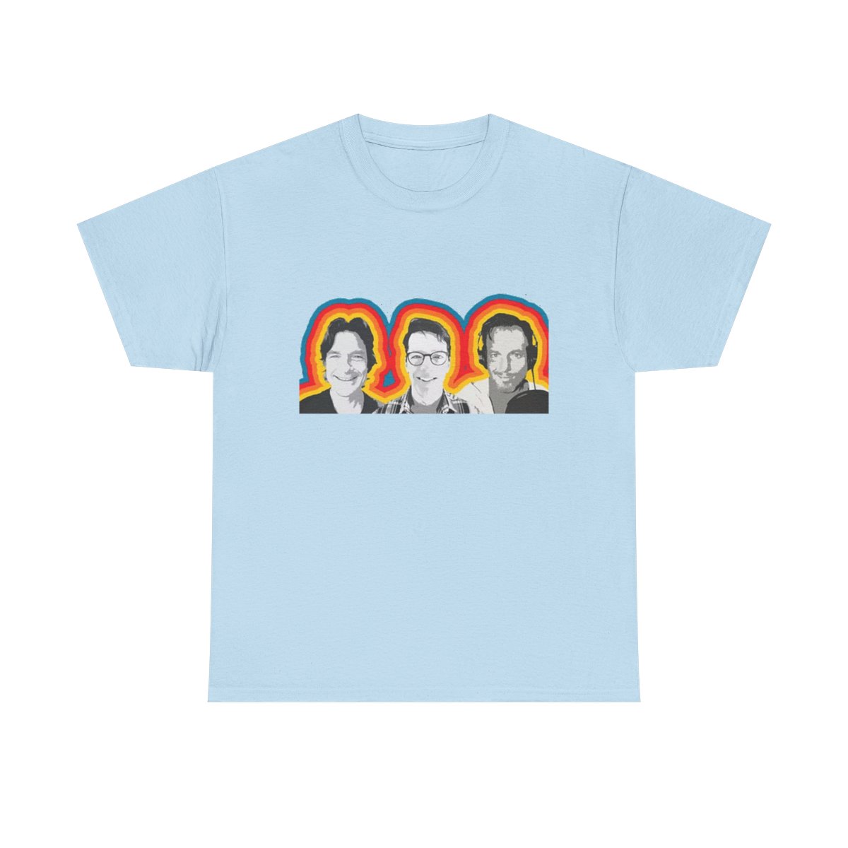 Three Faces Retro Rainbow Portrait Tee | Graphic T-Shirt SmartLess - alternate angle 5, merchandise