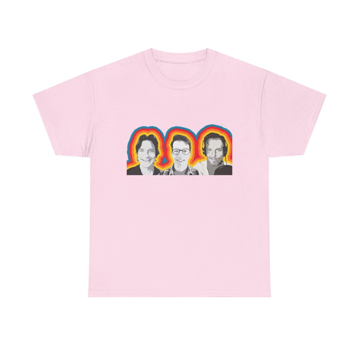 Three Faces Retro Rainbow Portrait Tee | Graphic T-Shirt SmartLess - alternate angle 3, merchandise