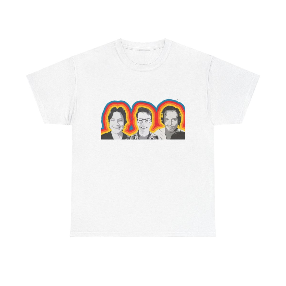 Three Faces Retro Rainbow Portrait Tee | Graphic T-Shirt SmartLess - Official T-Shirts merchandise