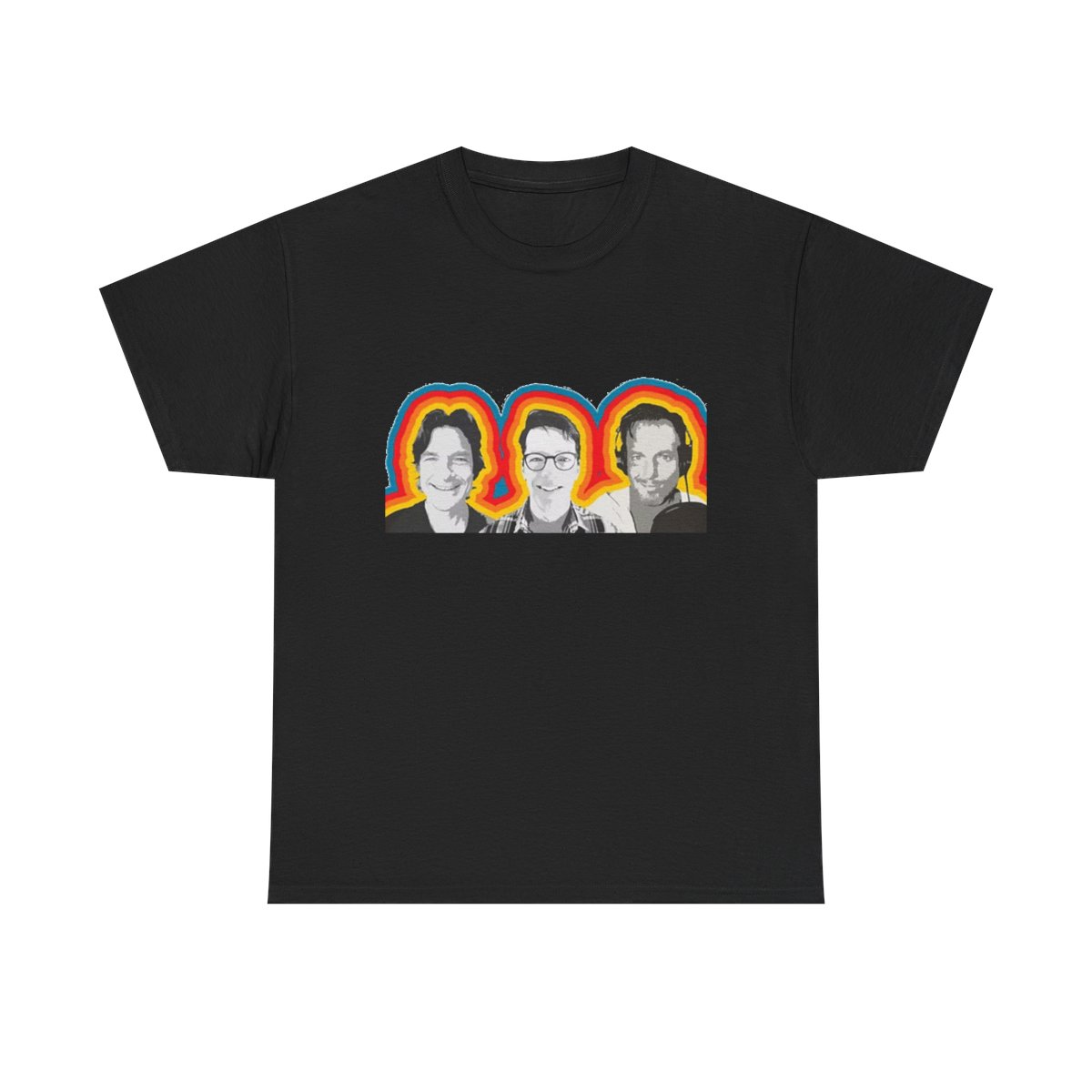Three Faces Retro Rainbow Portrait Tee | Graphic T-Shirt SmartLess - alternate angle 2, merchandise