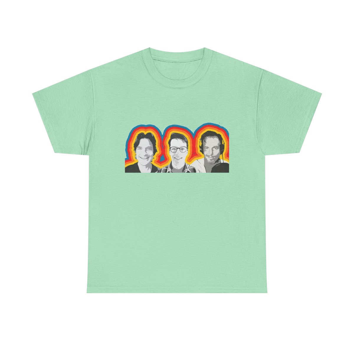 Three Faces Retro Rainbow Portrait Tee | Graphic T-Shirt SmartLess - alternate angle 4, merchandise