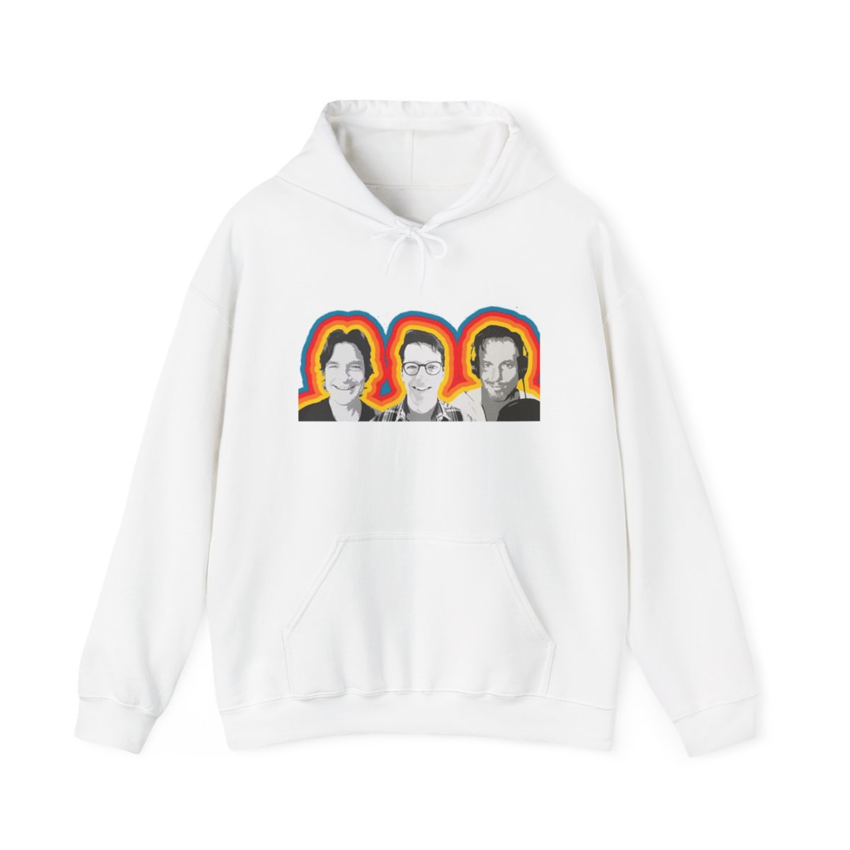 Retro Rainbow Trio Hoodie | Portrait Band Faces Sweatshirt SmartLess