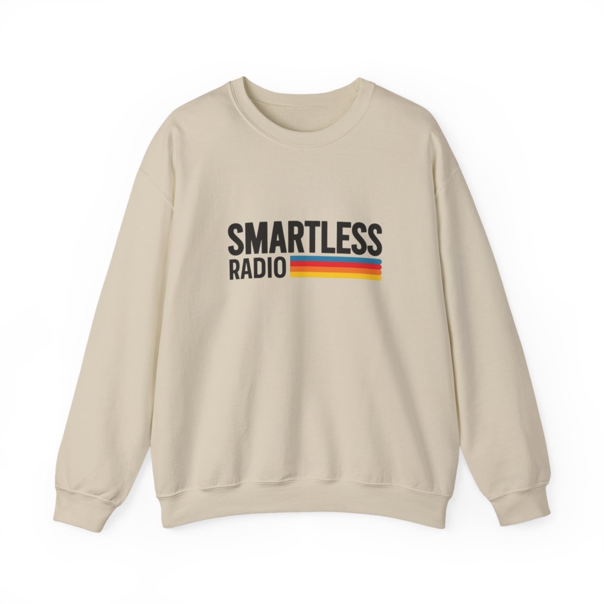 Smartless Radio Crewneck Sweatshirt | Retro Stripe Logo SmartLess - alternate angle 3, merchandise