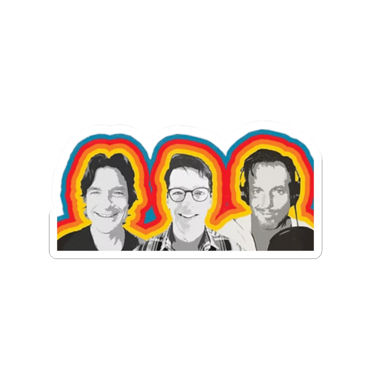 Retro Rainbow Trio Kiss-Cut Sticker | Face Portrait Sticker SmartLess - alternate angle 3, merchandise
