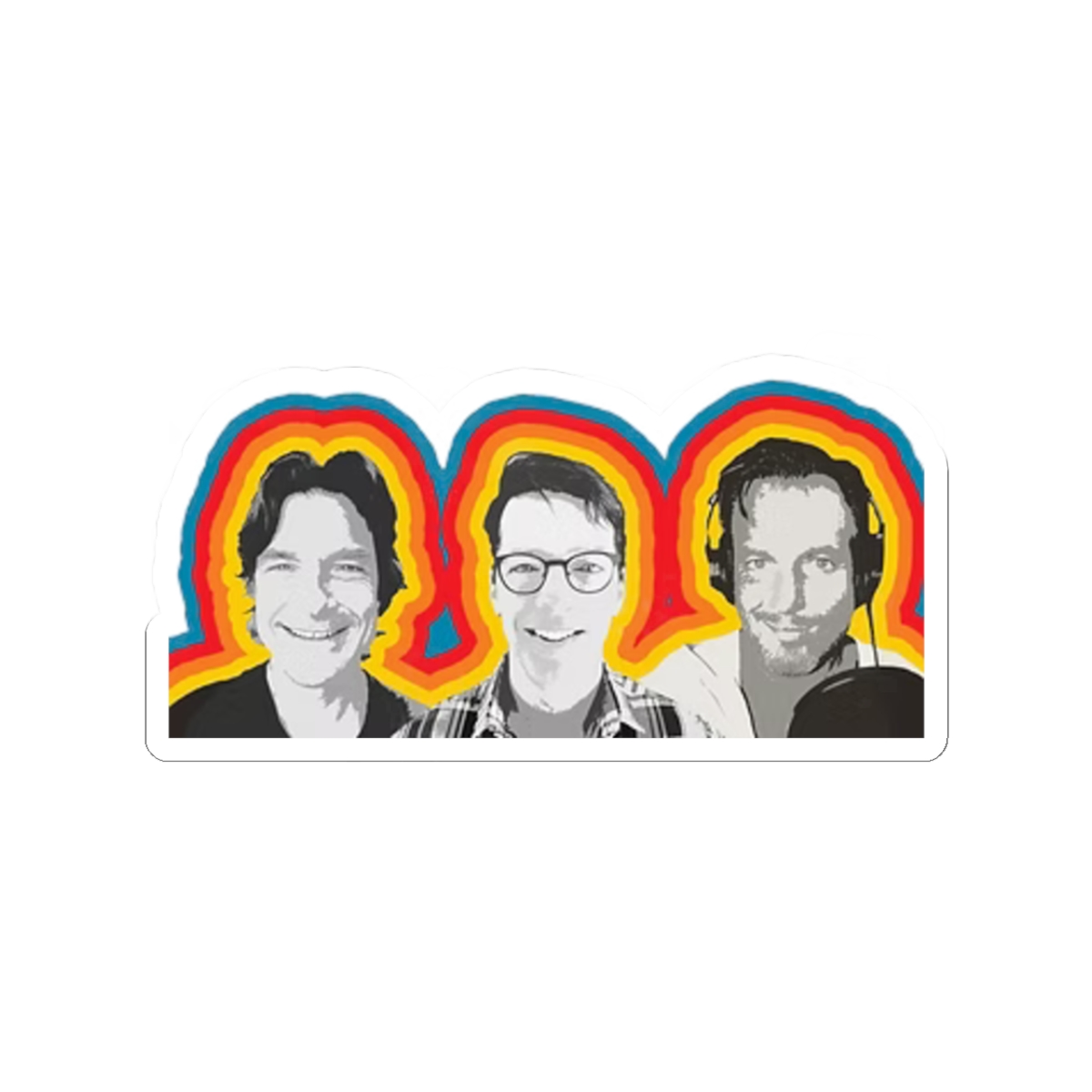 Retro Rainbow Trio Kiss-Cut Sticker | Face Portrait Sticker SmartLess