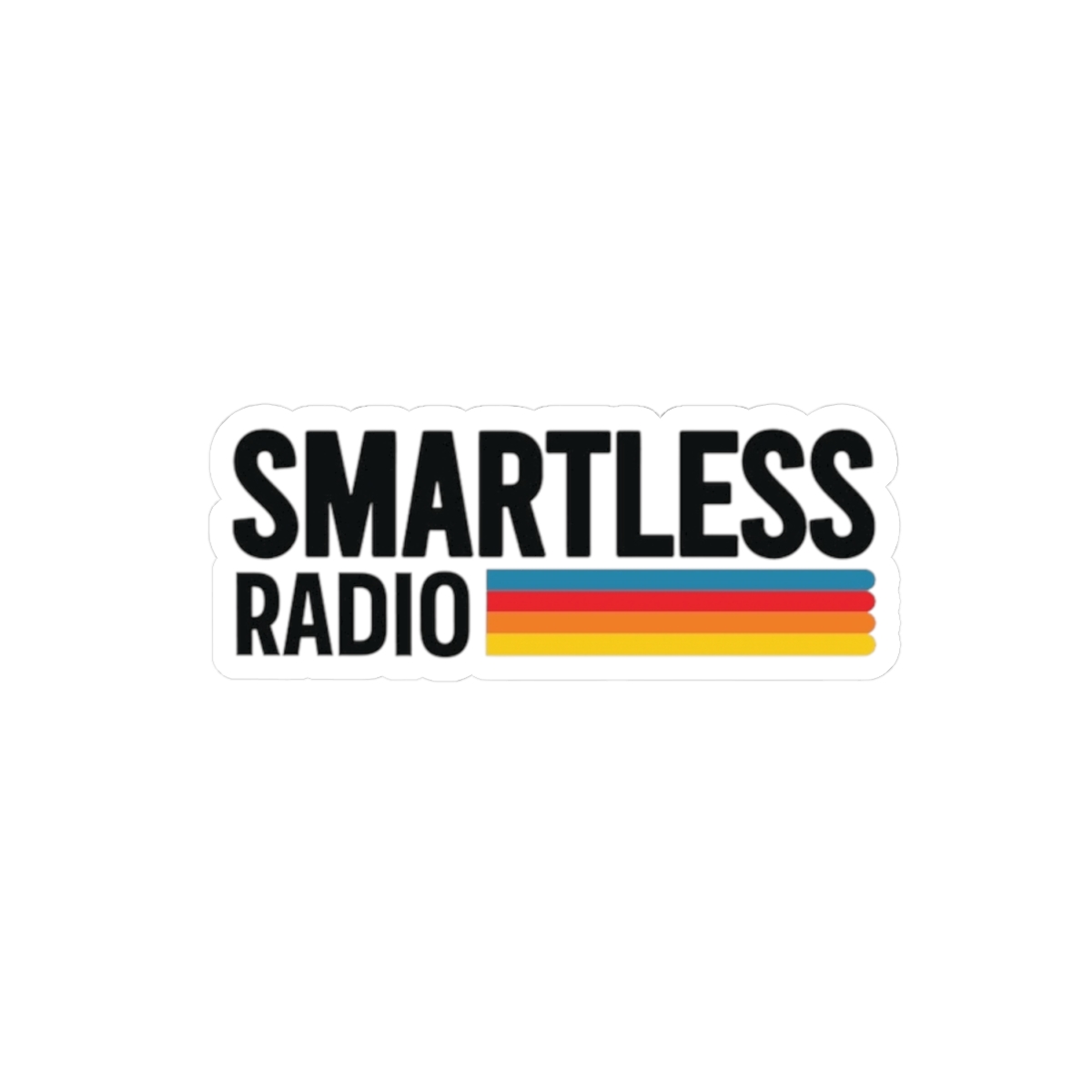 Smartless Radio Sticker | Retro Stripes Kiss-Cut Laptop Decal SmartLess - alternate angle 1, merchandise