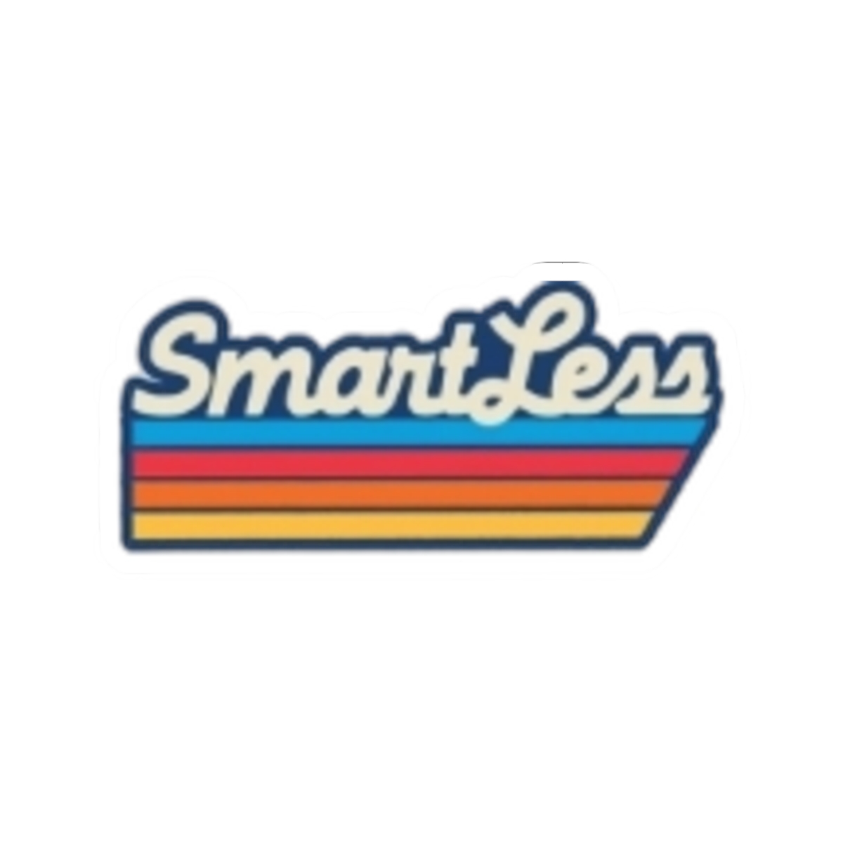SmartLess Retro Script Kiss-Cut Stickers | Rainbow Stripe Laptop Decal SmartLess - Official Stickers merchandise