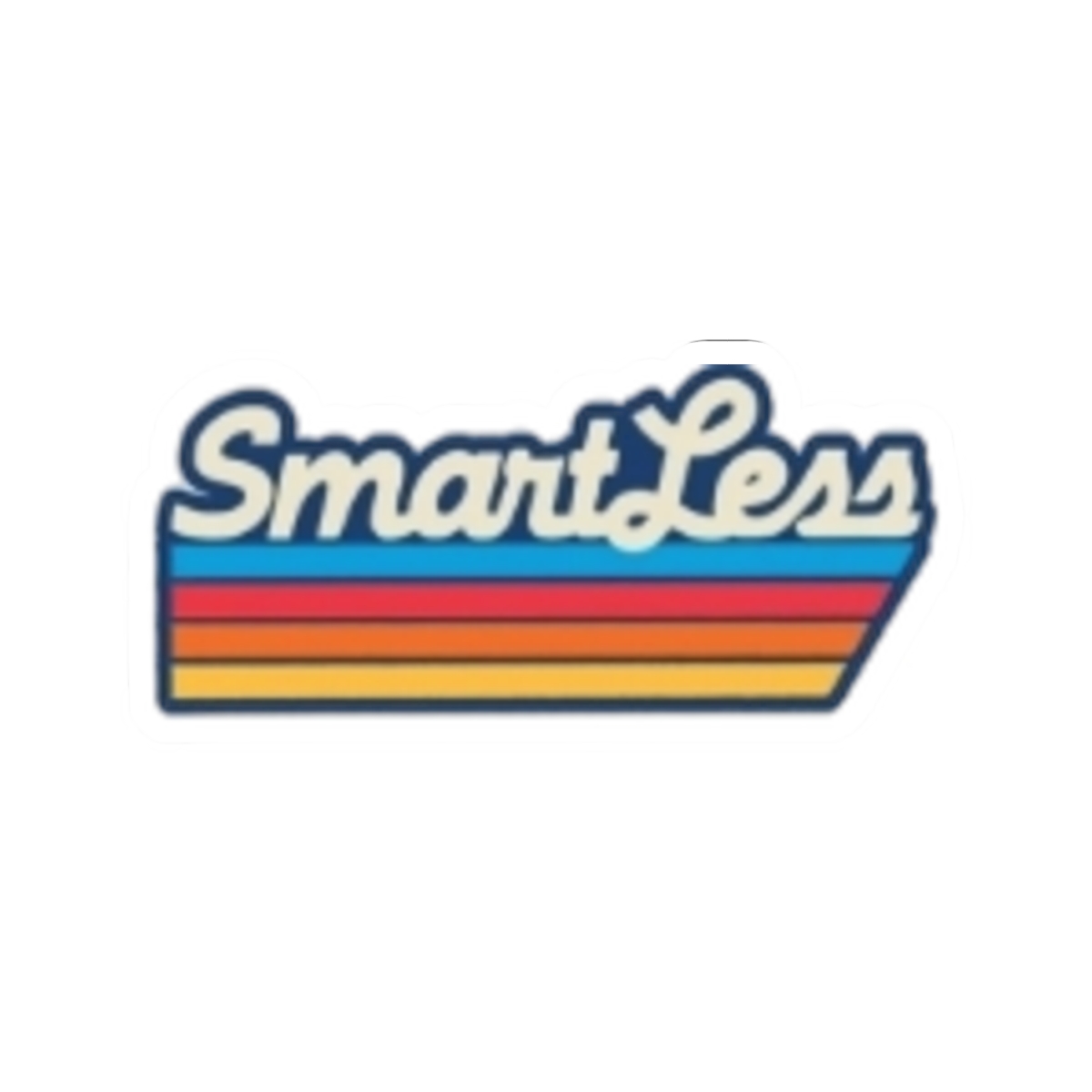 SmartLess Retro Script Kiss-Cut Stickers | Rainbow Stripe Laptop Decal SmartLess