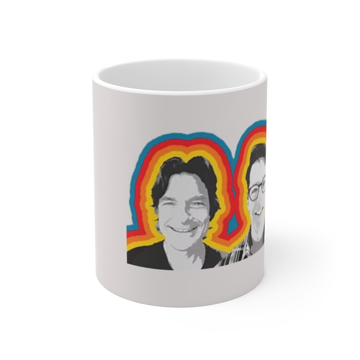 Retro Rainbow Portrait Mug | Colorful Pop Art Face 11oz Ceramic SmartLess - alternate angle 1, merchandise